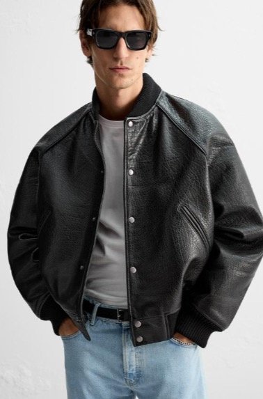 ZARA: LEATHER BOMBER JACKET-$299.00